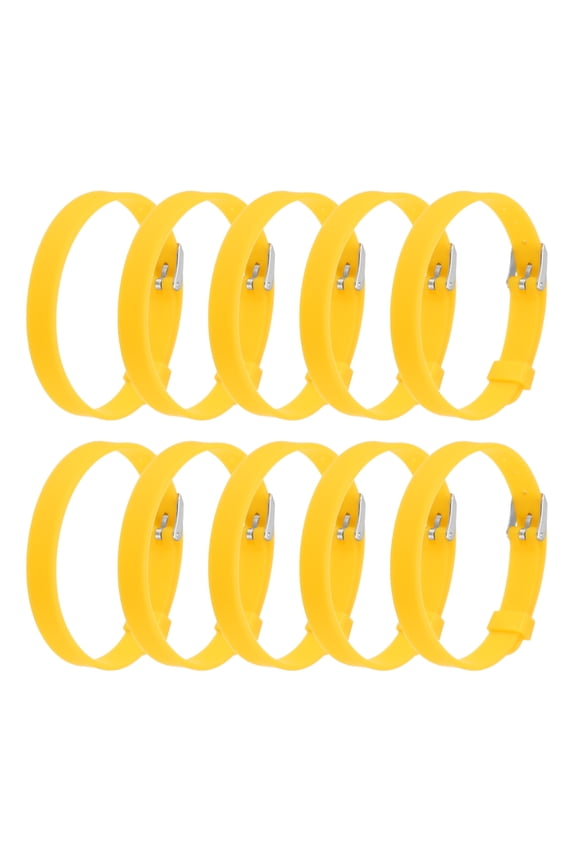10 Pack Slide Bracelet Wristband, 8.2 x 0.3" Silicone Adjustable Bracelet, ID Bracelet Wristband for Men Women Jewelry Making DIY Craft Gift ID Bracelet, Yellow