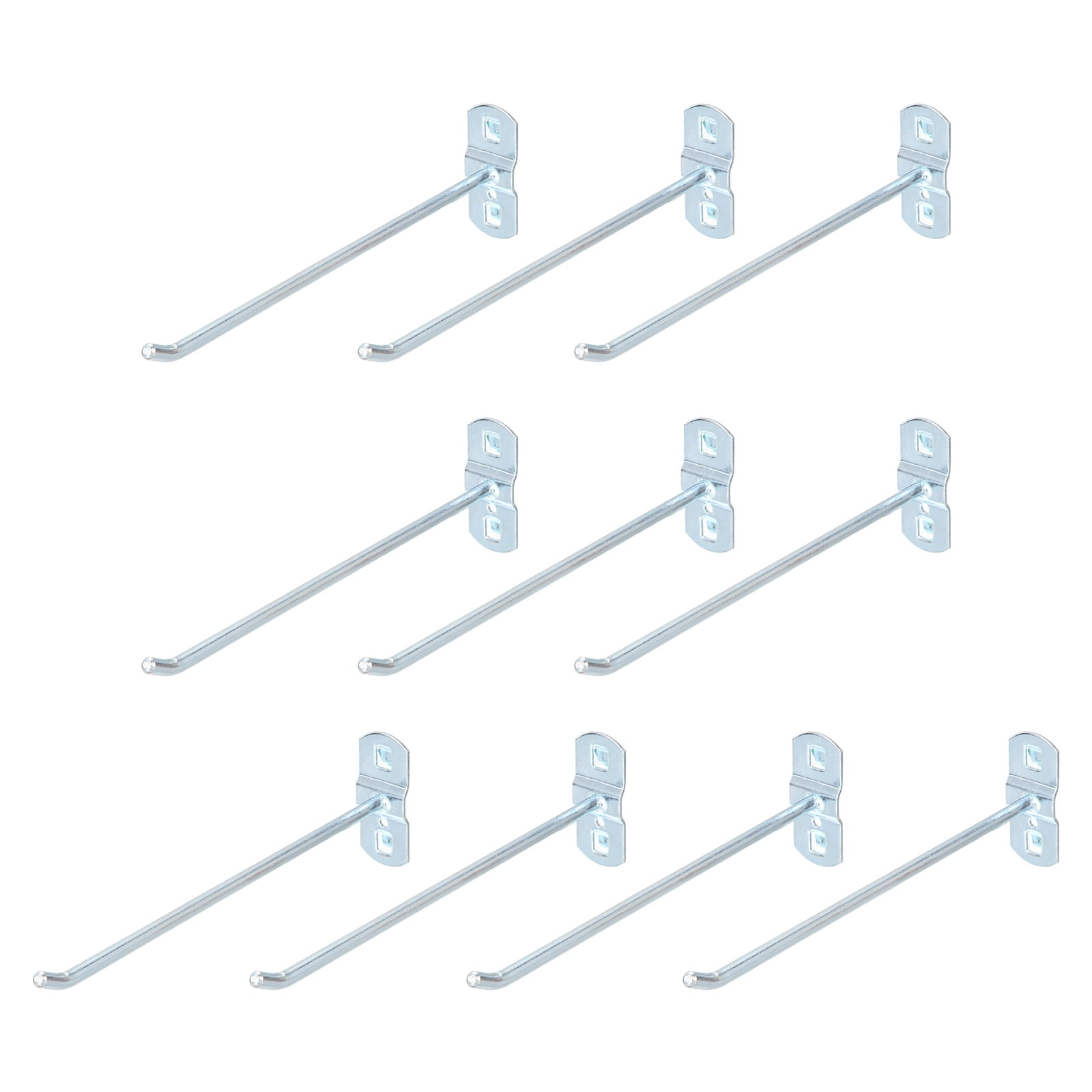 Uxcell 10 Pack Square Pegboard Hooks, 8.3 Inch Supermarket Shelf Rack Hook Metal Heavy Duty Exhibition Display Accessories for Tool Hanging Wall Organizer, Silver