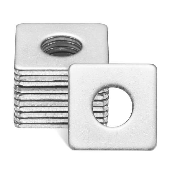 Uxcell 10-Pack Square Washers Plate, Fit M10 Bolt Stainless Steel Gasket Flat Pad Washers 0.4" ID 2mm Thickness