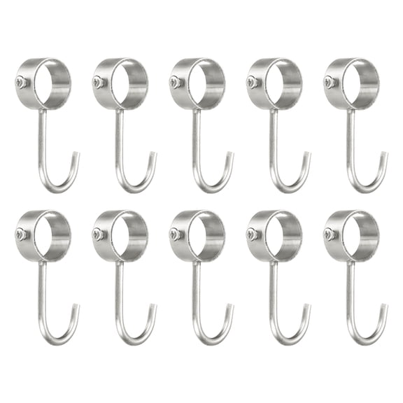 Uxcell 10 Pack Stainless Steel 25mm Inner Dia Pipe Rod Hooks Coat Hook, Silver