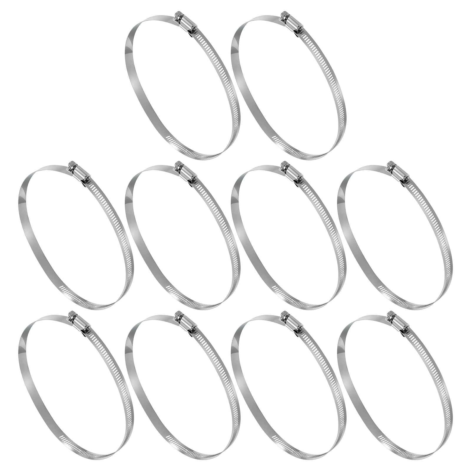Uxcell 10 Pack Stainless Steel Hose Clamp, Adjustable Range 9.1"- 10"(232-254mm) Worm Gear Hose Clamp Assortment Kit, Metal Fuel Line Clamping for Plumb, Automotive, Mechanical, Silver