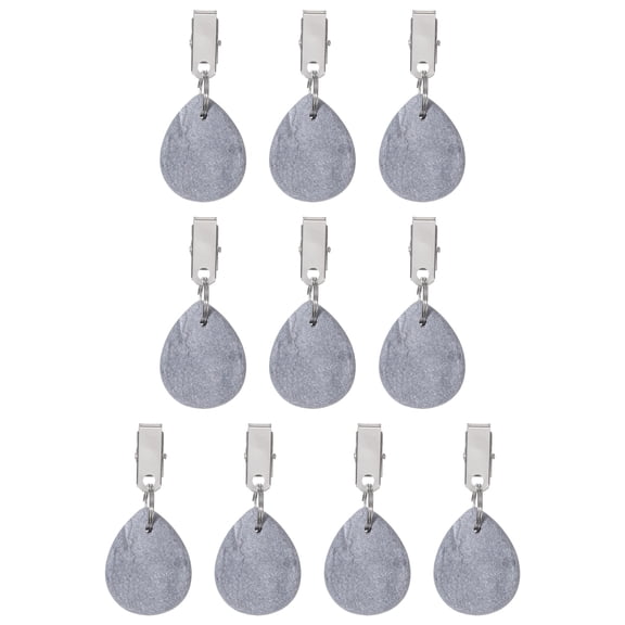Uxcell 10 Pack Tablecloth Weights, Marble Table Cover Weights with Metal Clips, Teardrop Shape Stone Tablecloth Pendant 4.5 x 3.5cm for Outdoor Party Picnic Garden Table Decoration, Gray