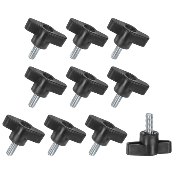 Uxcell 10-Pack Thumb Screws, 1/4"-20x12mm Tee Wing Knobs, Plastic T Handle Clamping Screw Knob for Woodworking/Machinery/Equipment, Inch Thread Thumbscrew [Black]