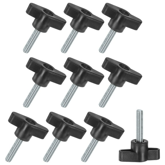 Uxcell 10-Pack Thumb Screws, 1/4"-20x20mm Tee Wing Knobs, Plastic T Handle Clamping Screw Knob for Woodworking/Machinery/Equipment, Inch Thread Thumbscrew [Black]