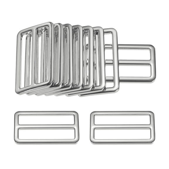Uxcell 10-Pack Tri Glide Metal Buckles, 1-1/2 Inch Zinc Alloy Slider Belt Strap Adjuster Webbing Strap Buckles [Silver Gray]