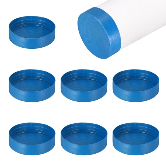 Uxcell 10 Pack Tube End Cap Plastic Hole Plugs, 4.33" x 1.1" Round Tube Pipe Cap Cover Screw Thread Protective Sleeve Fit 4.25" OD Tube for Tubing, Fence Railing, Pipe Post, Blue