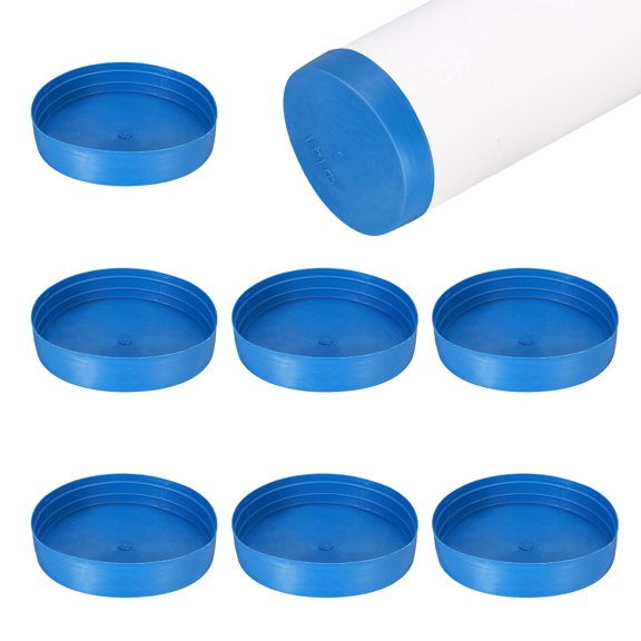 Uxcell 10 Pack Tube End Cap Plastic Hole Plugs, 5.63" x 1.18" Round Tube Pipe Cap Cover Screw Thread Protective Sleeve Fit 5.55" OD Tube for Tubing, Fence Railing, Pipe Post, Blue