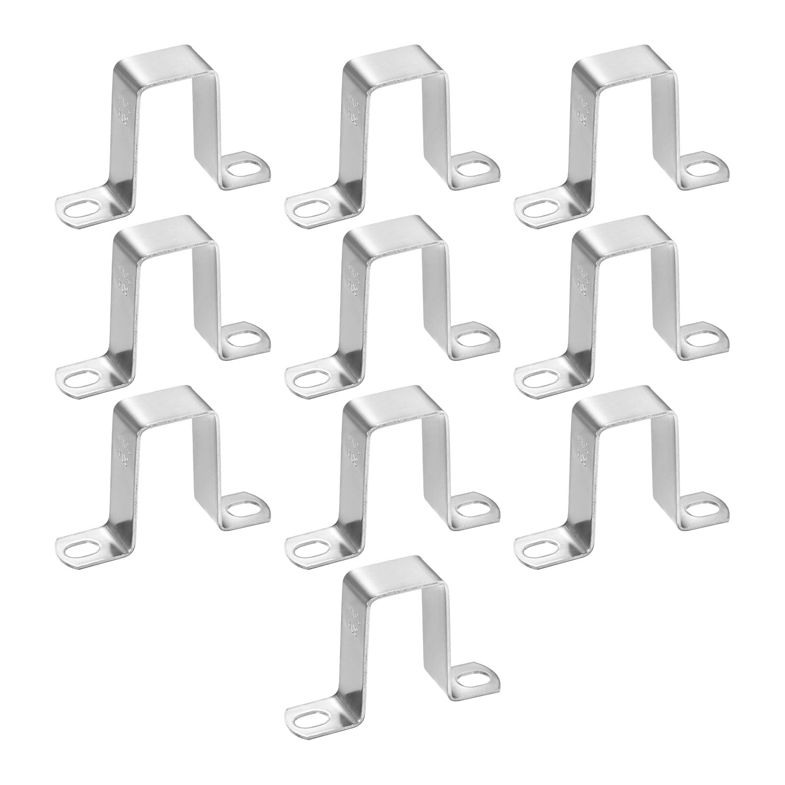 Uxcell 10-Pack U Shaped Connector Bracket, 25x50mm 304 Stainless Steel Square Pipe Clamp for Door Closed Bar Holder Strut Channel