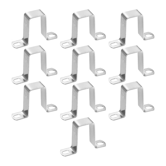 Uxcell 10-Pack U Shaped Connector Bracket, 25x50mm 304 Stainless Steel Square Pipe Clamp for Door Closed Bar Holder Strut Channel