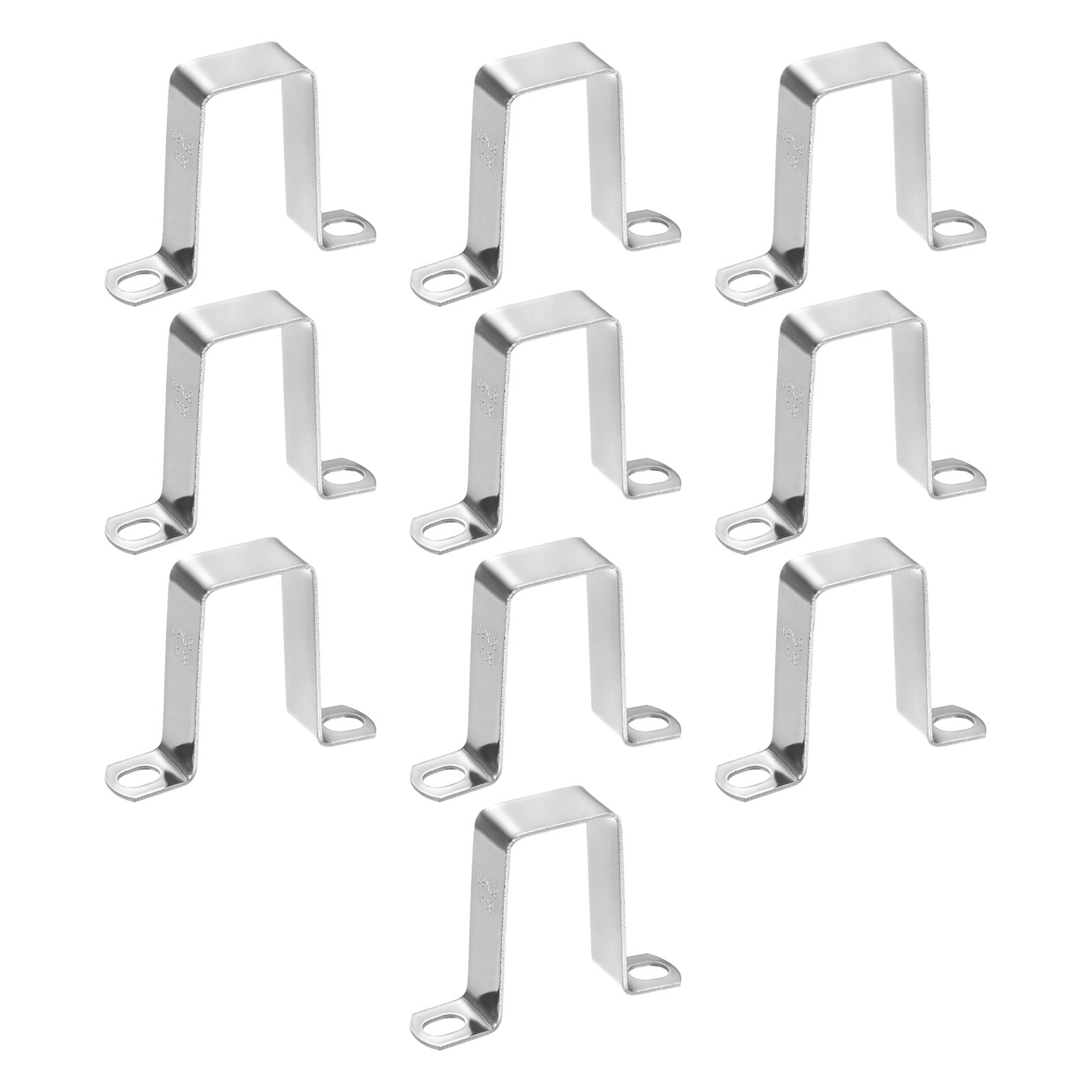 Uxcell 10-Pack U Shaped Connector Bracket, 30x60mm 304 Stainless Steel Square Pipe Clamp for Door Closed Bar Holder Strut Channel