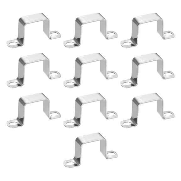 Uxcell 10-Pack U Shaped Connector Bracket, 35x35mm 304 Stainless Steel Square Pipe Clamp for Door Closed Bar Holder Strut Channel