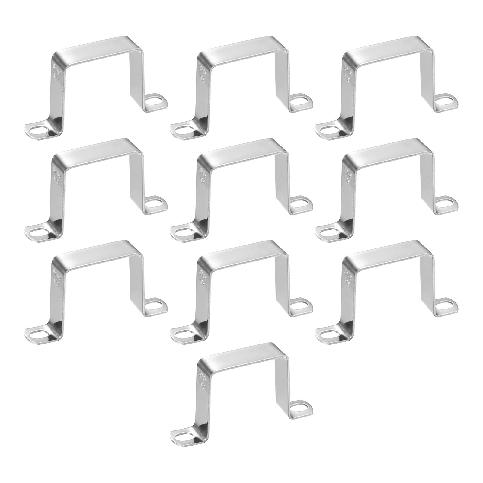 Uxcell 10-Pack U Shaped Connector Bracket, 50x50mm 304 Stainless Steel Square Pipe Clamp for Door Closed Bar Holder Strut Channel