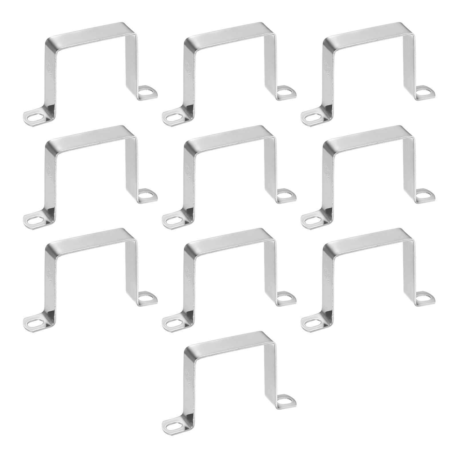 Uxcell 10-Pack U Shaped Connector Bracket, 60x60mm 304 Stainless Steel Square Pipe Clamp for Door Closed Bar Holder Strut Channel