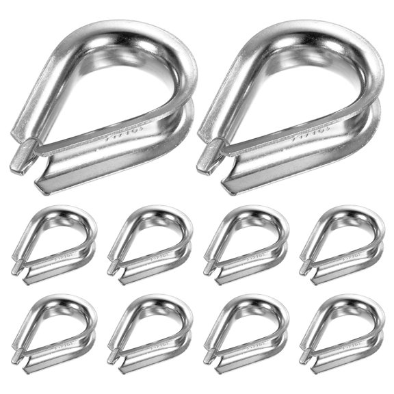Uxcell 10-Pack Wire Rope Thimbles, M12 Stainless Steel 12mm Rope Thimble Rigging Wire Cable Protection