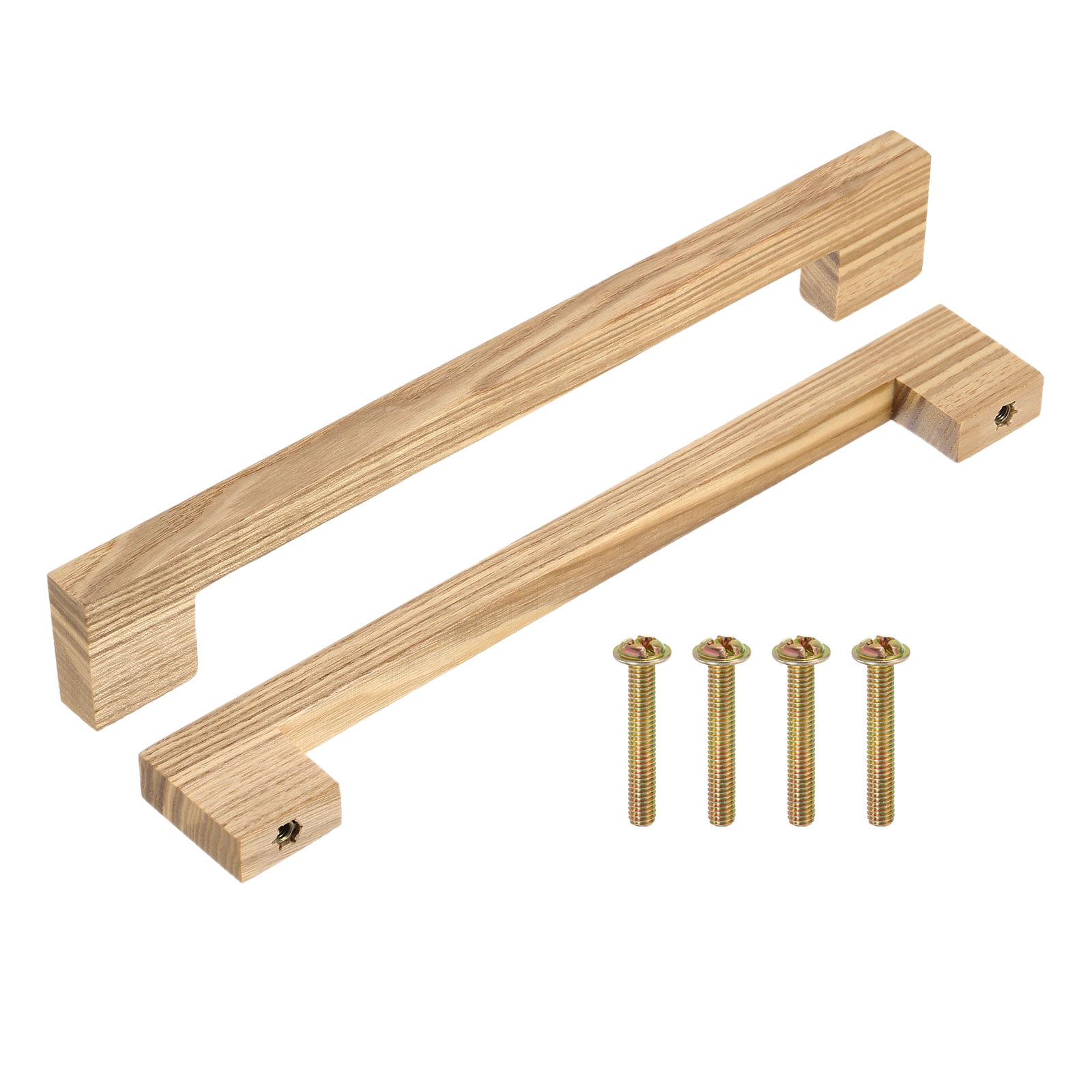 Uxcell 10 Pack Wood Drawer Pulls, 8 Inch Hole Center Square Wooden Drawer Pulls Cabinet Handles with Screws for Kitchen Dresser Wardrobes Door Cupboard, Ash Wood
