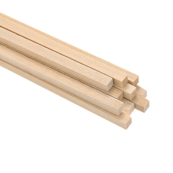 Uxcell 10-Pack Wood Square Dowel Rods, 13/64 x 12 Inch Unfinished Wooden Square Dowel Rod, Hardwood Sticks for Crafts