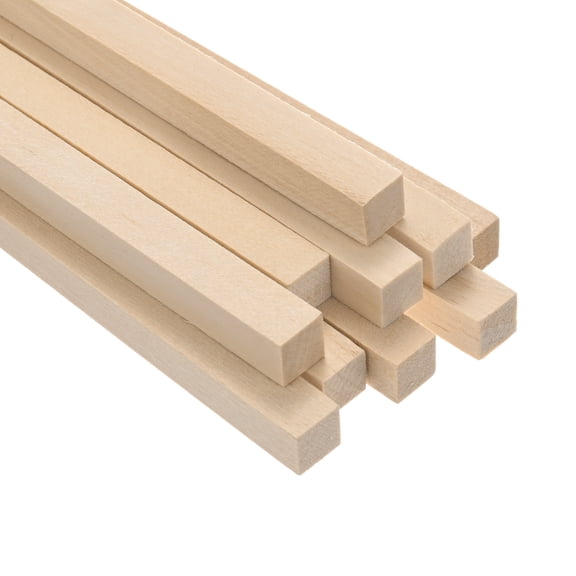 Uxcell 10-Pack Wood Square Dowel Rods, 25/64 x 12 Inch Unfinished Wooden Square Dowel Rod, Hardwood Sticks for Crafts