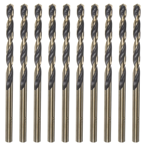 Uxcell 10 Packs 3mm Black Nitride & Gold Titanium Coated High Speed Steel (HSS) 4341 Twist Drill Bits