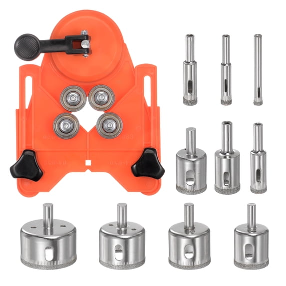 Uxcell 10 Packs 6mm to 50mm Diamond Drill Bits Hollow Drill Hole Saw Set with Guide Fixture for Glass Tile