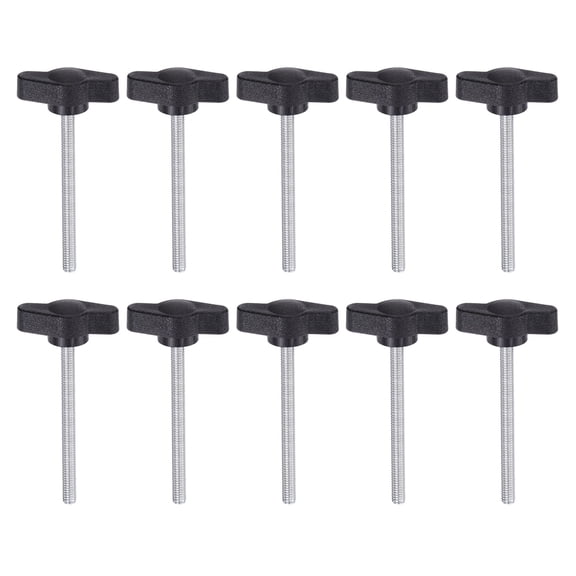 Uxcell 10 Packs M4 x 50mm Male Thread T/Z Wing Knobs Thumb Screw Clamping Knobs Grip Black