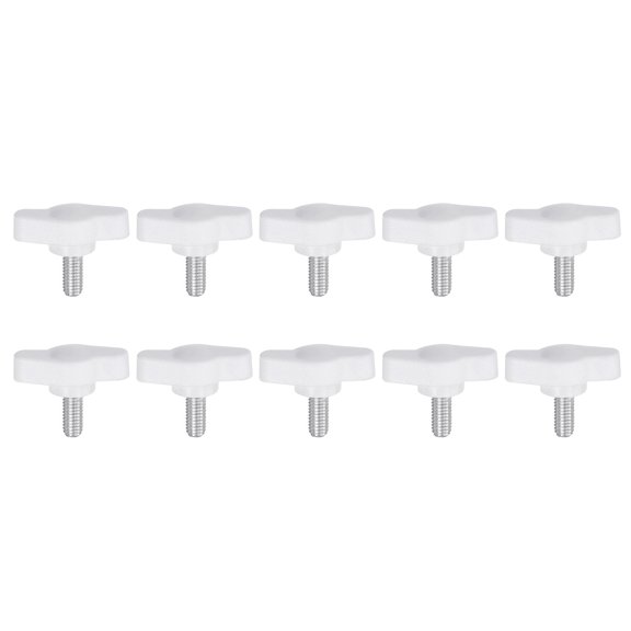 Uxcell 10 Packs M5 x 12mm Male Thread T/Z Wing Knobs Thumb Screw Clamping Knobs Grip White