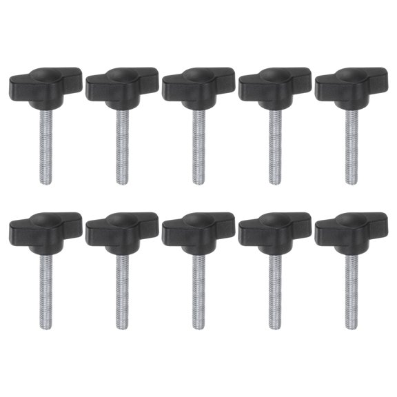 Uxcell 10 Packs M5 x 30mm Male Thread T/Z Wing Knobs Thumb Screw Clamping Knobs Grip Black