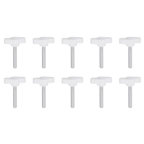 Uxcell 10 Packs M5 x 30mm Male Thread T/Z Wing Knobs Thumb Screw Clamping Knobs Grip White