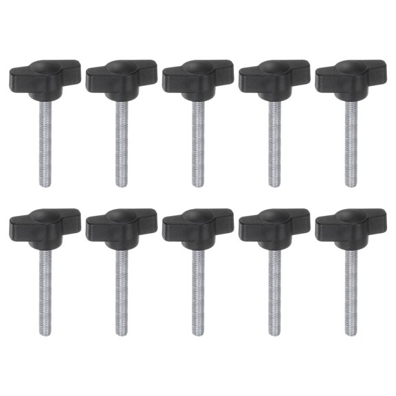 Uxcell 10 Packs M5 x 35mm Male Thread T/Z Wing Knobs Thumb Screw Clamping Knobs Grip Black