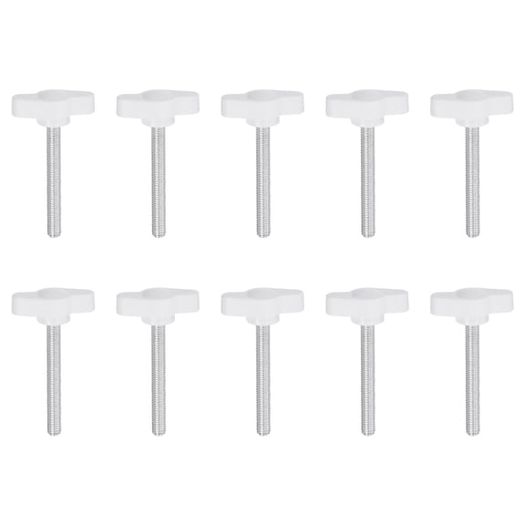 Uxcell 10 Packs M5 x 40mm Male Thread T/Z Wing Knobs Thumb Screw Clamping Knobs Grip White
