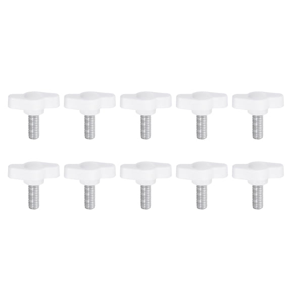 Uxcell 10 Packs M6 x 14mm Male Thread T/Z Wing Knobs Thumb Screw Clamping Knobs Grip White