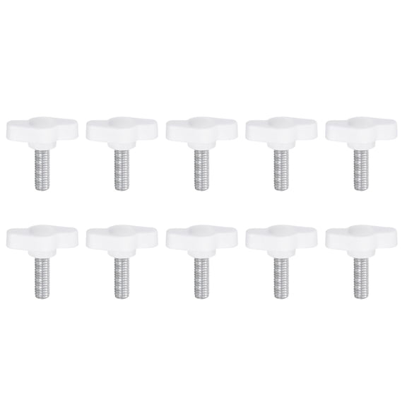 Uxcell 10 Packs M6 x 16mm Male Thread T/Z Wing Knobs Thumb Screw Clamping Knobs Grip White
