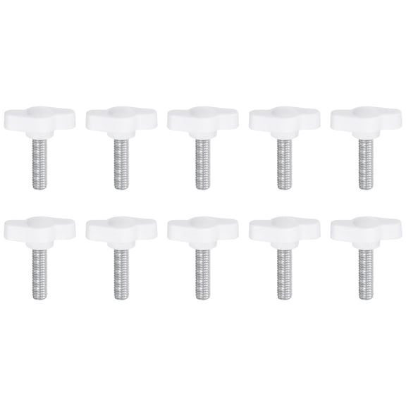 Uxcell 10 Packs M6 x 20mm Male Thread T/Z Wing Knobs Thumb Screw Clamping Knobs Grip White