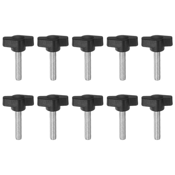 Uxcell 10 Packs M6 x 30mm Male Thread T/Z Wing Knobs Thumb Screw Clamping Knobs Grip Black
