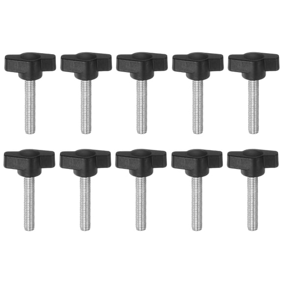 Uxcell 10 Packs M6 x 35mm Male Thread T/Z Wing Knobs Thumb Screw Clamping Knobs Grip Black