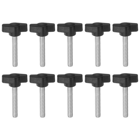 Uxcell 10 Packs M6 x 40mm Male Thread T/Z Wing Knobs Thumb Screw Clamping Knobs Grip Black