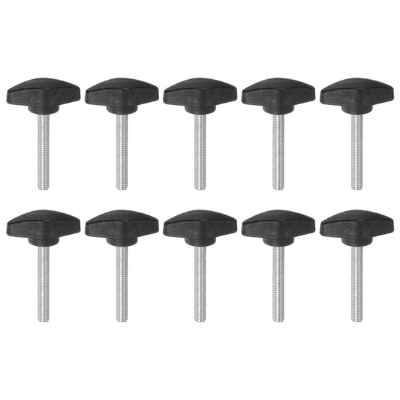Uxcell 10 Packs M6 x 45mm Male Thread Tee Wing Knobs Thumb Screw Clamping Knobs Grip Black