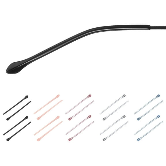 Uxcell 10 Pairs Eye Glass Replacement Temples, Plastic Anti-Slip Eyeglass End Tips Glasses Retainers Fits 1.4mm for Round Thin Metal Eyeglass Sunglasses Temple, Style1 5 Colors