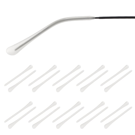 Uxcell 10 Pairs Eye Glass Replacement Temples, Silicone Anti-Slip Eyeglass End Tips Glasses Retainers Fits 0.9-1.2mm for Round Thin Metal Eyeglass Sunglasses Temple, Clear