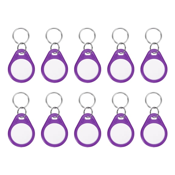 Uxcell 10 Pcs 13.56MHz Writable Rewritable Smart Key Fobs for Access, Purple White