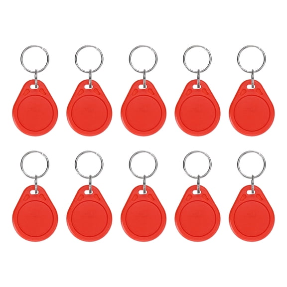 Uxcell 10 Pcs 13.56MHz Writable Rewritable Smart Key Fobs for Access, Red