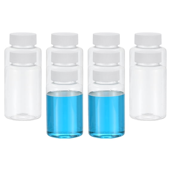 Uxcell 10 Pcs 150ml Reagent Bottles, PET Wide Mouth Round Bottles with Screw Cap for Lab