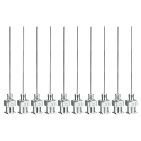 Uxcell 10 Pcs 21G 1.5 Inch Blunt Tip Dispensing Needle with Lure Lock for Refilling Liquid Inks Adhesives