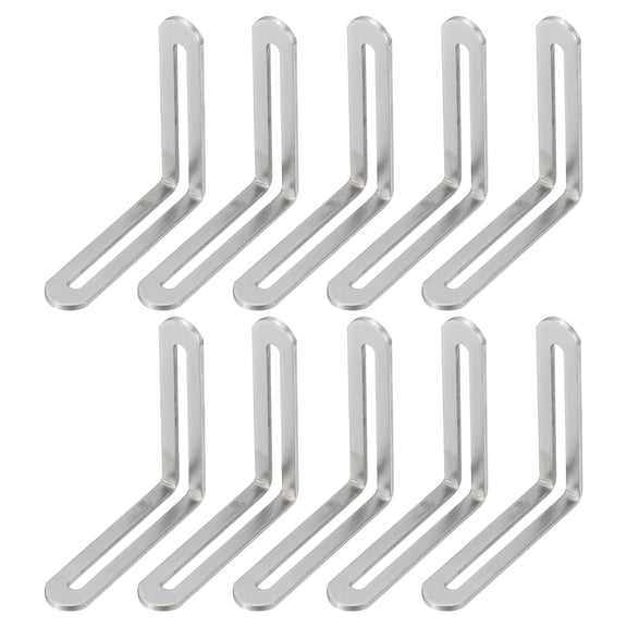 Uxcell 10 Pcs 3 3/20" Adjustable L-Shape Corner Brace with Slot Joint Right Angle Bracket, Silver