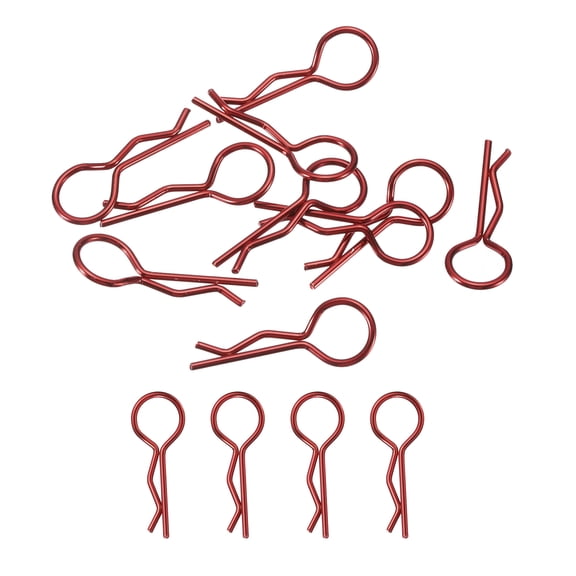 Uxcell 10 Pcs 30-Degree Angle RC Body Clips R Pins for 1/6 1/8 Scale Model Cars(Red)