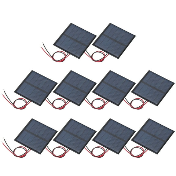 Uxcell 10 Pcs 3V 0.375W 125mA Mini Solar Panels, Small Polycrystalline Solar Cell Panel with 2 Cable for DIY Electric Toy Materials Kits Charger, 52mm x 52mm