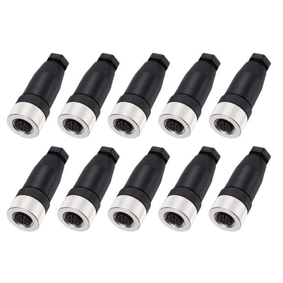 Uxcell 10 Pcs 4 Pin M12 Female Aviation Wire Connector A Code, Waterproof IP67 Circular Connector Aviation Plug for Automation Sensors Networks Instruments Computer