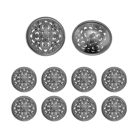 Uxcell 10 Pcs 40L Hollow Metal Buttons, 25mm Vintage Round Shank Buttons Versatile Clothes Sewing Accessories for Men Women Suit Coat Sweater Jacket Shirt DIY Craft Decoration, Black