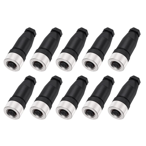 Uxcell 10 Pcs 5 Pin M12 Female Aviation Wire Connector A Code, Waterproof IP67 Circular Connector Aviation Plug for Automation Sensors Networks Instruments Computer