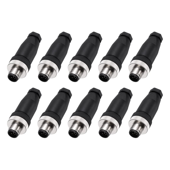 Uxcell 10 Pcs 5 Pin M12 Male Aviation Wire Connector A Code, Waterproof IP67 Circular Connector Aviation Plug for Automation Sensors Networks Instruments Computer
