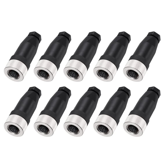 Uxcell 10 Pcs 8 Pin M12 Female Aviation Wire Connector A Code, Waterproof IP67 Circular Connector Aviation Plug for Automation Sensors Networks Instruments Computer